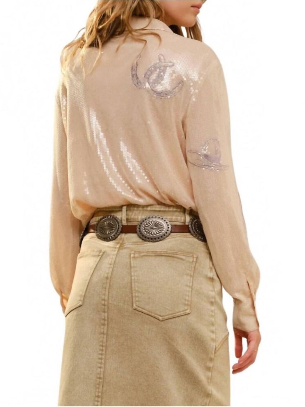 Blue B Western Embroidered Sequin Button Down Shirt - Picture 4 of 9